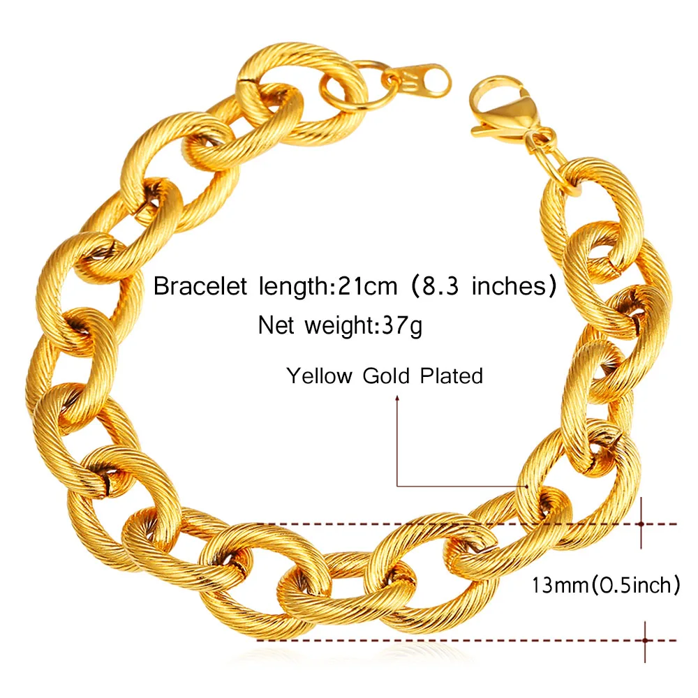Большой браслет-цепочка Rolo для мужчин в стиле панк хип-хоп нержавеющая сталь