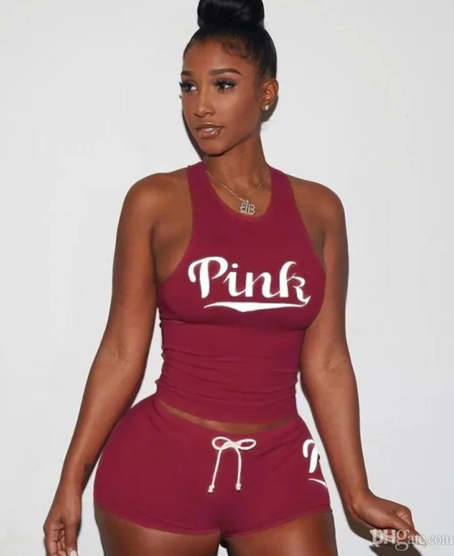 Розовые женские шорты спортивный костюм дизайнерская одежда с буквенным принтом