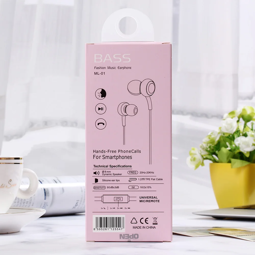 KISSCASE Универсальные наушники карамельных цветов вкладыши с микрофоном проводные