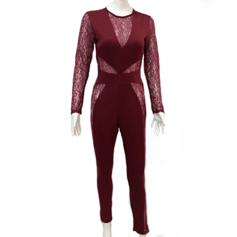 Batoneur Мода 2017 Bodycon macacao feminino длинным рукавом комбинезон женщины Комбинезон Кружева