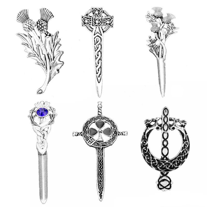 

TV Outlander Jewelry Scotland Thistle Flower Sword Cross Brooches Amulet Badge Brooch Scarf Pins Accessories Gift