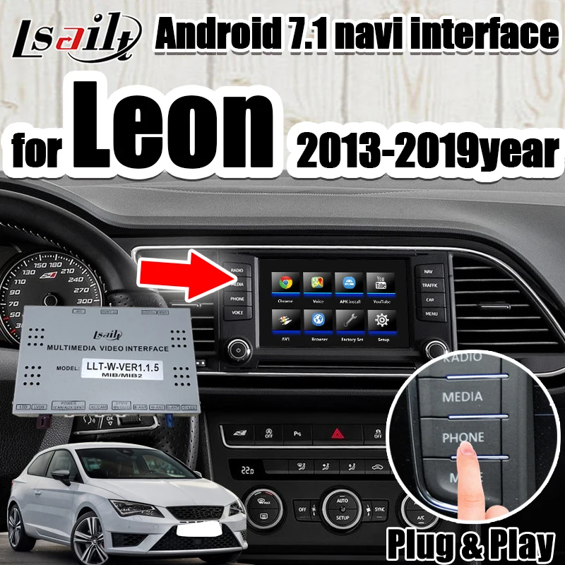 Мультимедийный видеоинтерфейс Android 7,1 для Seat Leon.- MQB MIB MIB2 с youtube, Android auto, gps-навигацией