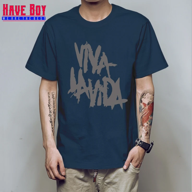 navy gray HAVE BOY Rock Coldplay Viva la vida свободная Мужская футболка для мужчин новая хлопковая Повседневная футболка с короткими рукавами Camisetas Masculina HB160 - Цвет: navy gray