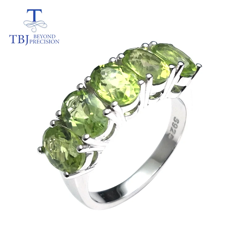 Tbj 100% натуральный Перидот oval5 * 7 мм 4ct кольцо с драгоценным камнем из стерлингового
