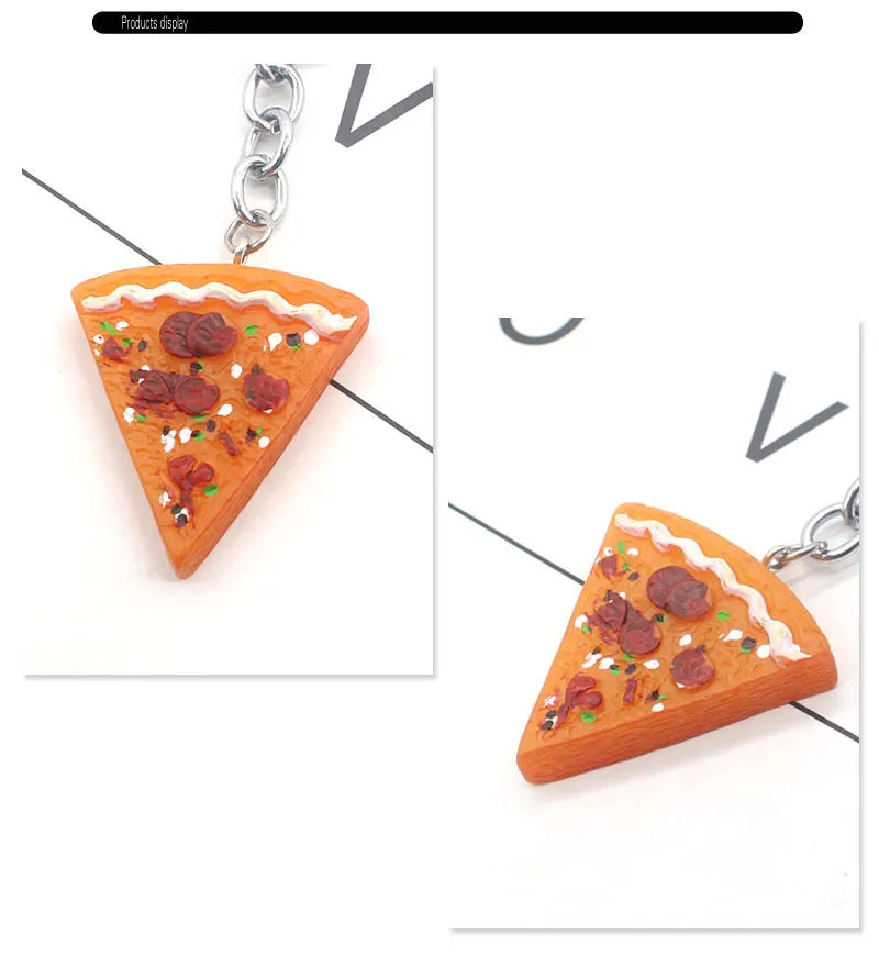 1PCS Pizza Pendant Keychain Keyring Creative Food Pizza Keychains Best Friend Forever Key Chain Family Friendship Jewelry Gift
