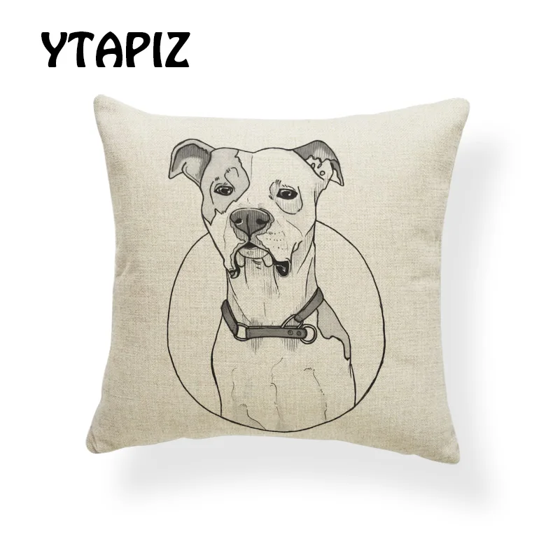 20 Простой Эскиз Портрет Whippet такса американский стаффордширский терьер микс подушки набор 45X45 см полиэстер диван декор подушки - Цвет: 20