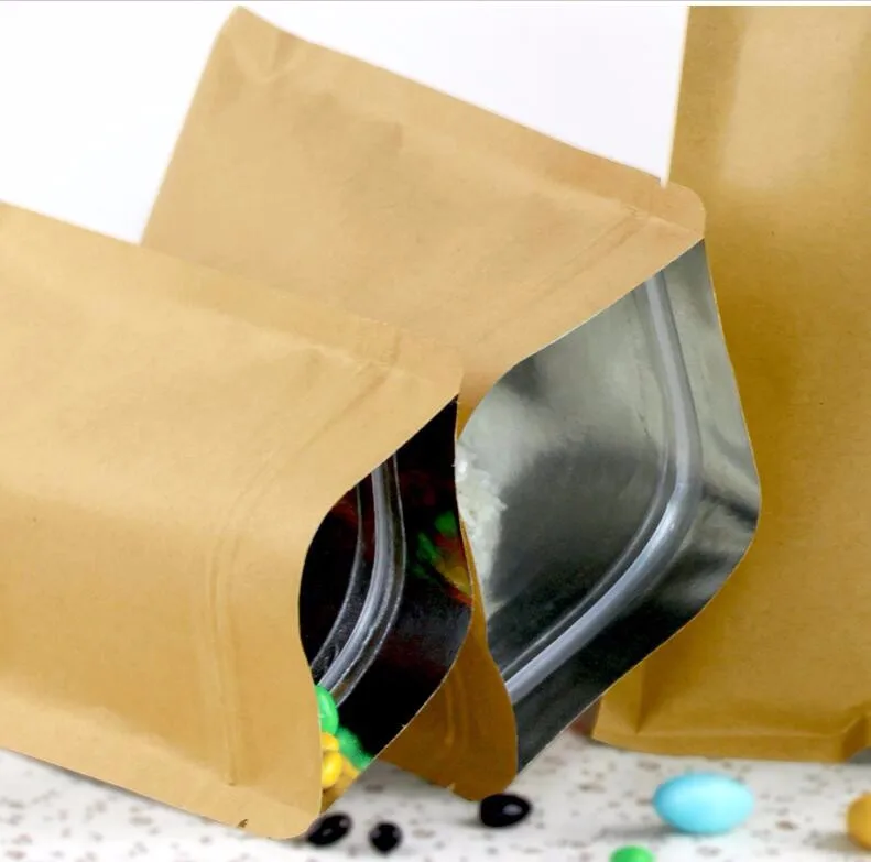 100 шт 280 микрон плоская крафт бумага на молнии Подарочный упаковочный пакет для