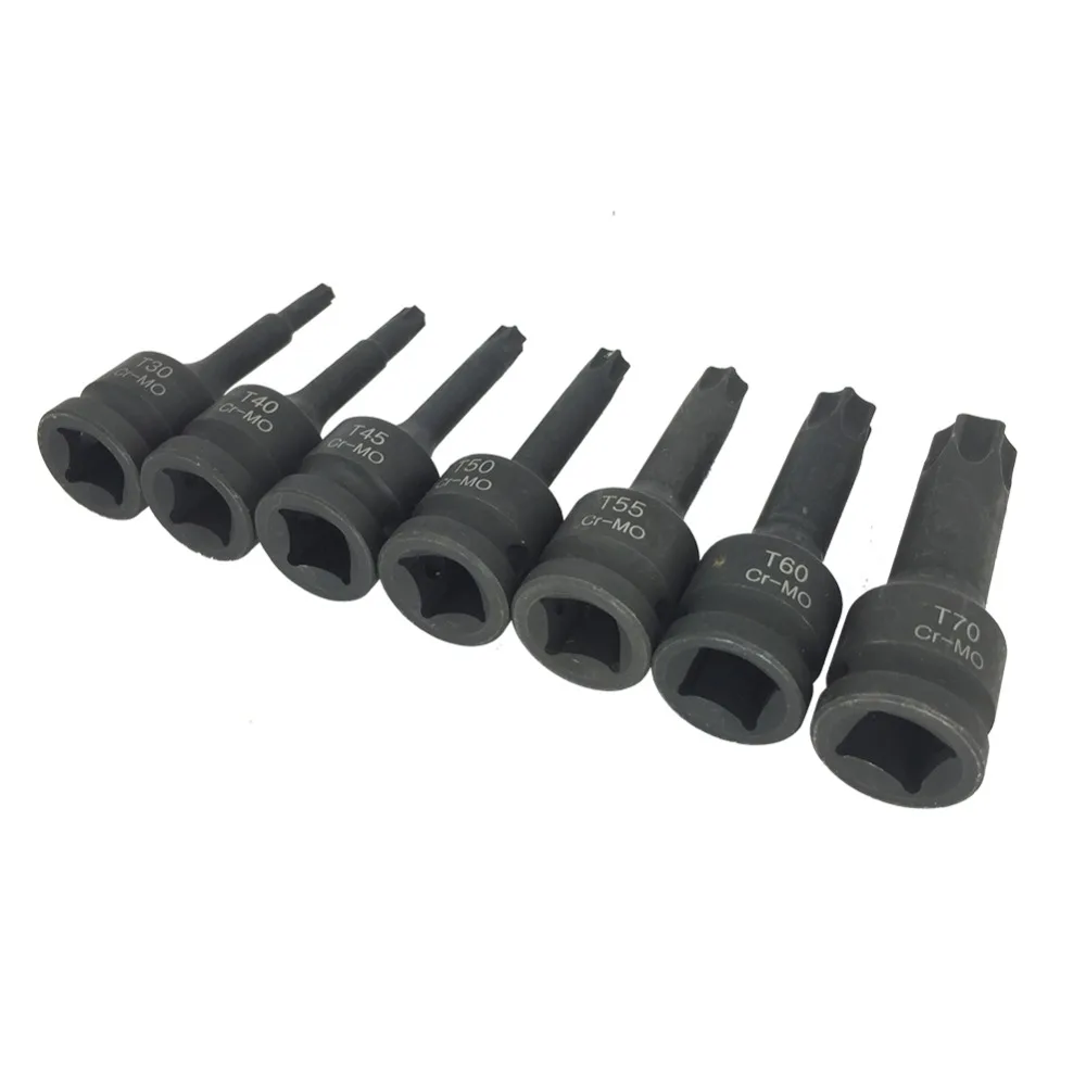 Mainpoint 1/2 &quotзвездных Torx ударная головка биты 7 шт. T30 T70 метрический шестигранный
