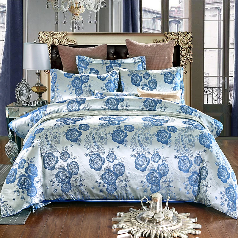 KELUO Свадебные Роскошные комплекты постельного белья жаккард queen/King size Пододеяльник Набор свадебное постельное белье Простыня