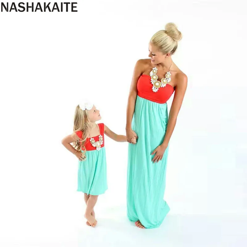 NASHAKAITE/платья для мамы и дочки; Летняя мода г.; платье-труба с открытыми плечами; Семейные комплекты; одежда «Мама и я»