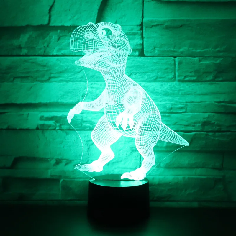 Светодиодный ночник 3D тираннозавр рекс с динозавром светильник цветов