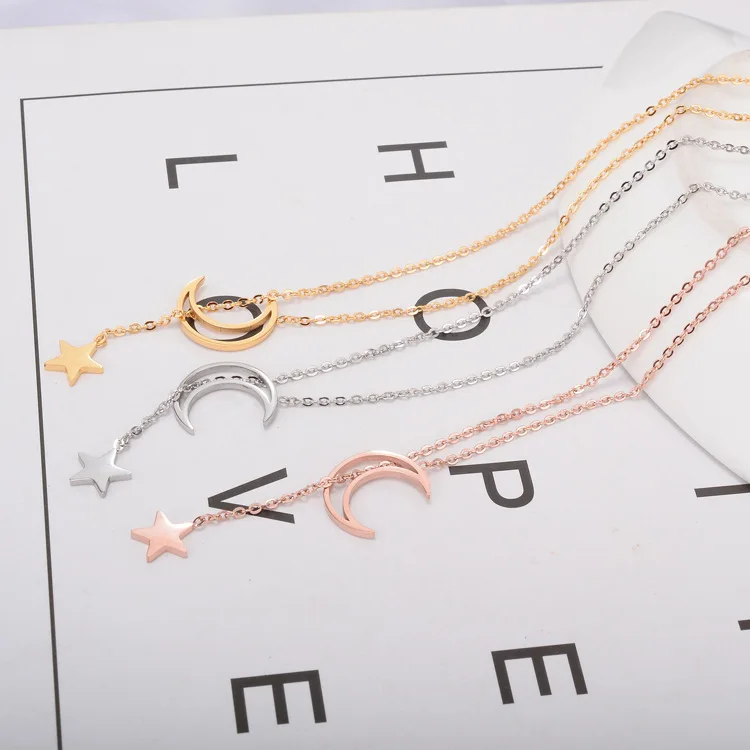 Высокое качество Y форма цепи ожерелье персонализированные полые Луна со звездой