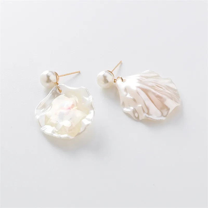 Белые висячие серьги в виде ракушки для девочек милые корейские ослепительные
