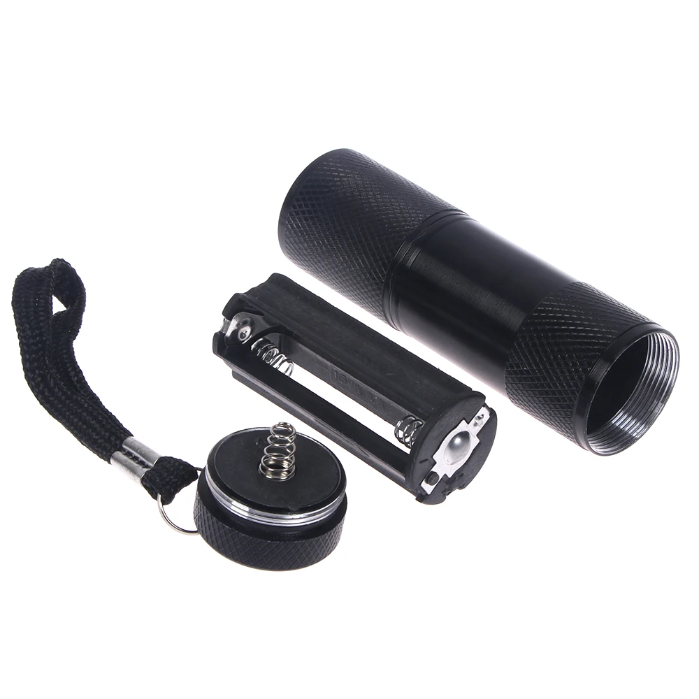 9 Светодиодный УФ фонарик светильник фонарь ультрафиолетовый черный лампа ААА