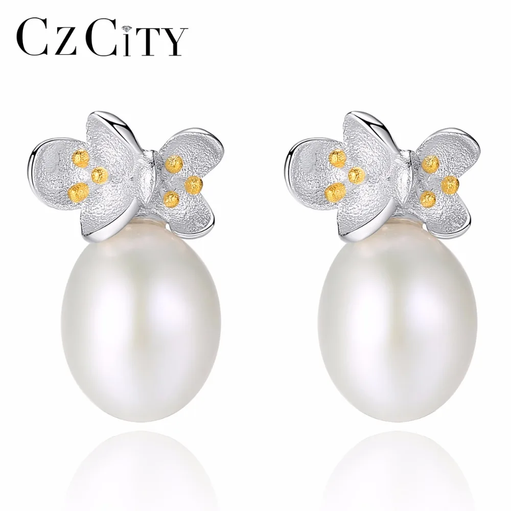 CZCITY крошечные Классический белый жемчуг Декор в виде ромашек Форма 925