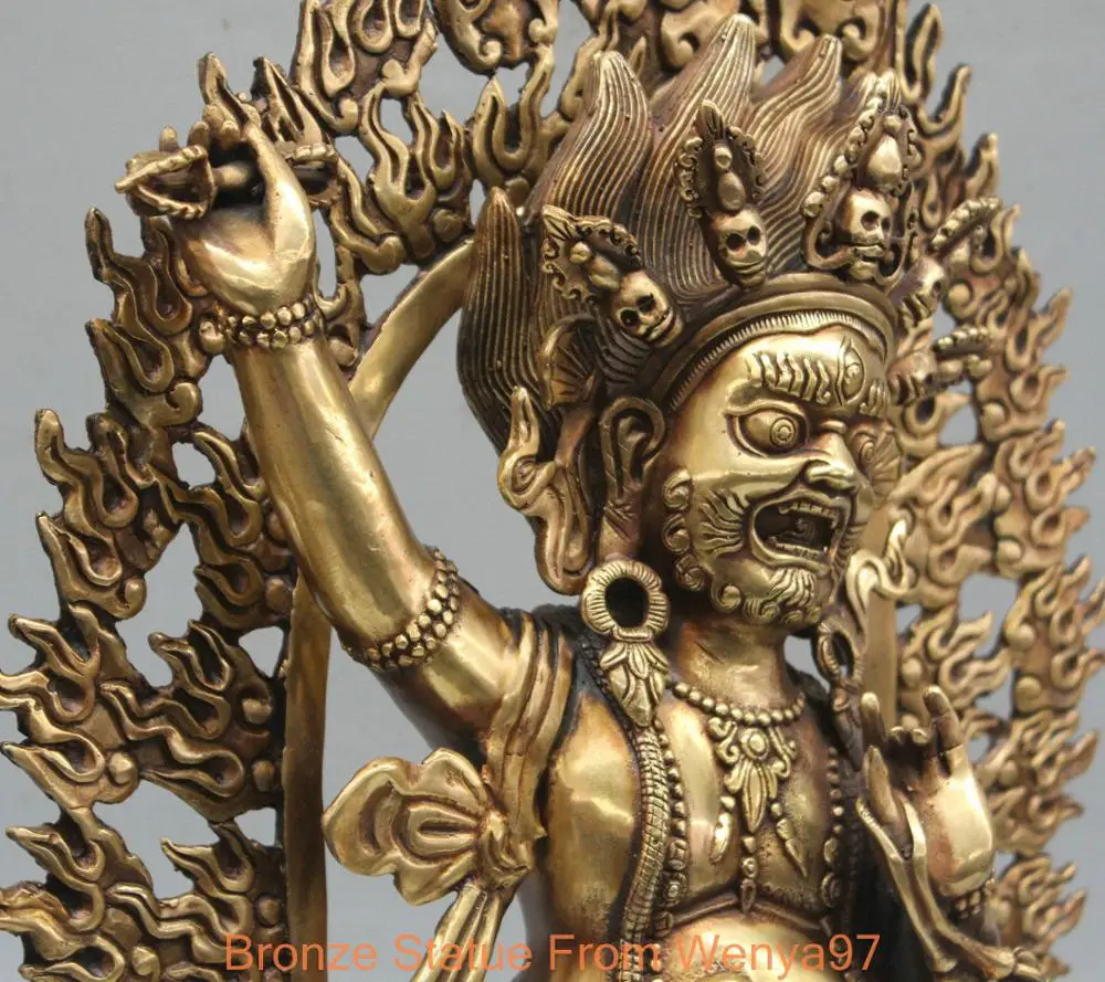 18 &quotКитай Тибет Ваджрапани Махакалы Ямантака Будды Бронзовая Статуя QQ|qq car|qq chinaqq