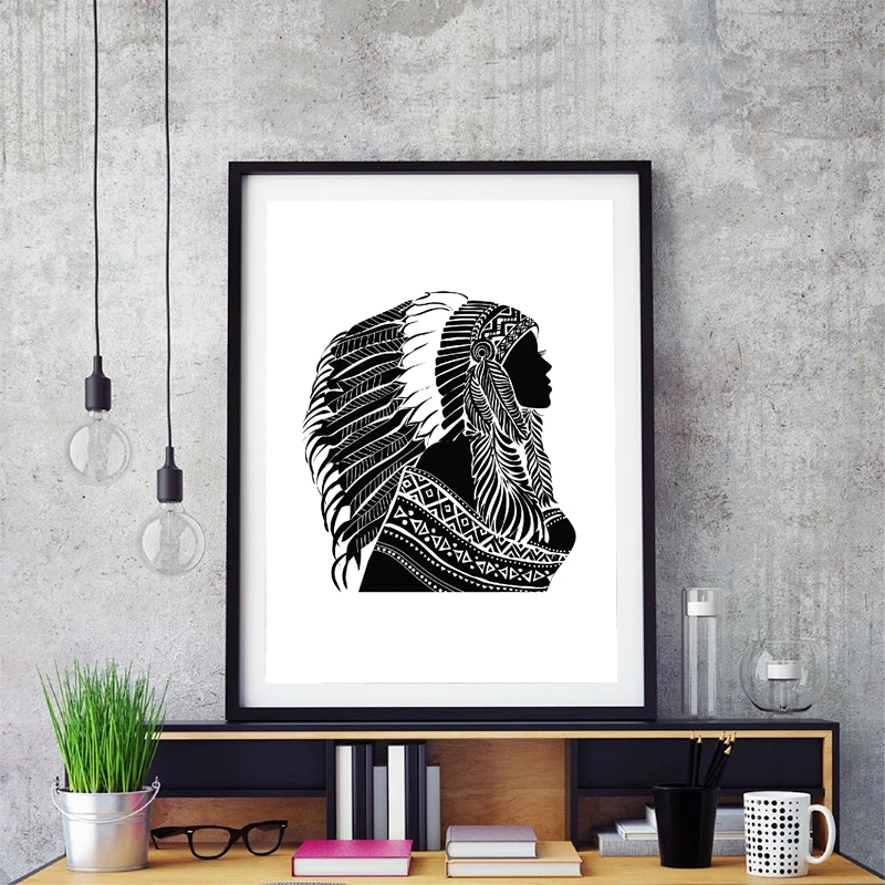 Северо-индийские плакаты и принты Красивые Индийские молодые женщины силуэт