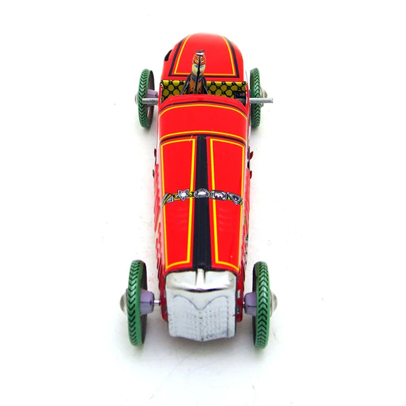 Винтажная оловянная игрушка гоночный автомобиль гонщик механический часовой