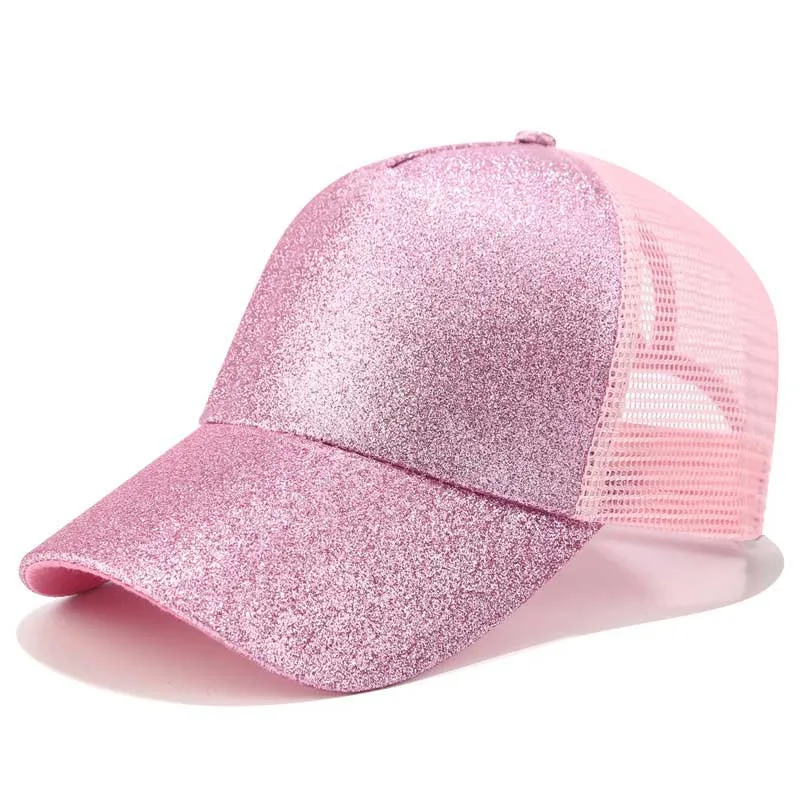 Glitter Dark pink Кепка женская блеск конский хвост бейсбольная Кепка Snapback папа кепка-бейсболка Кепка s Женская грязная булочка летняя сетчатая шляпа Женская регулируемая хип-хоп шляпы - Цвет: Glitter Dark pink
