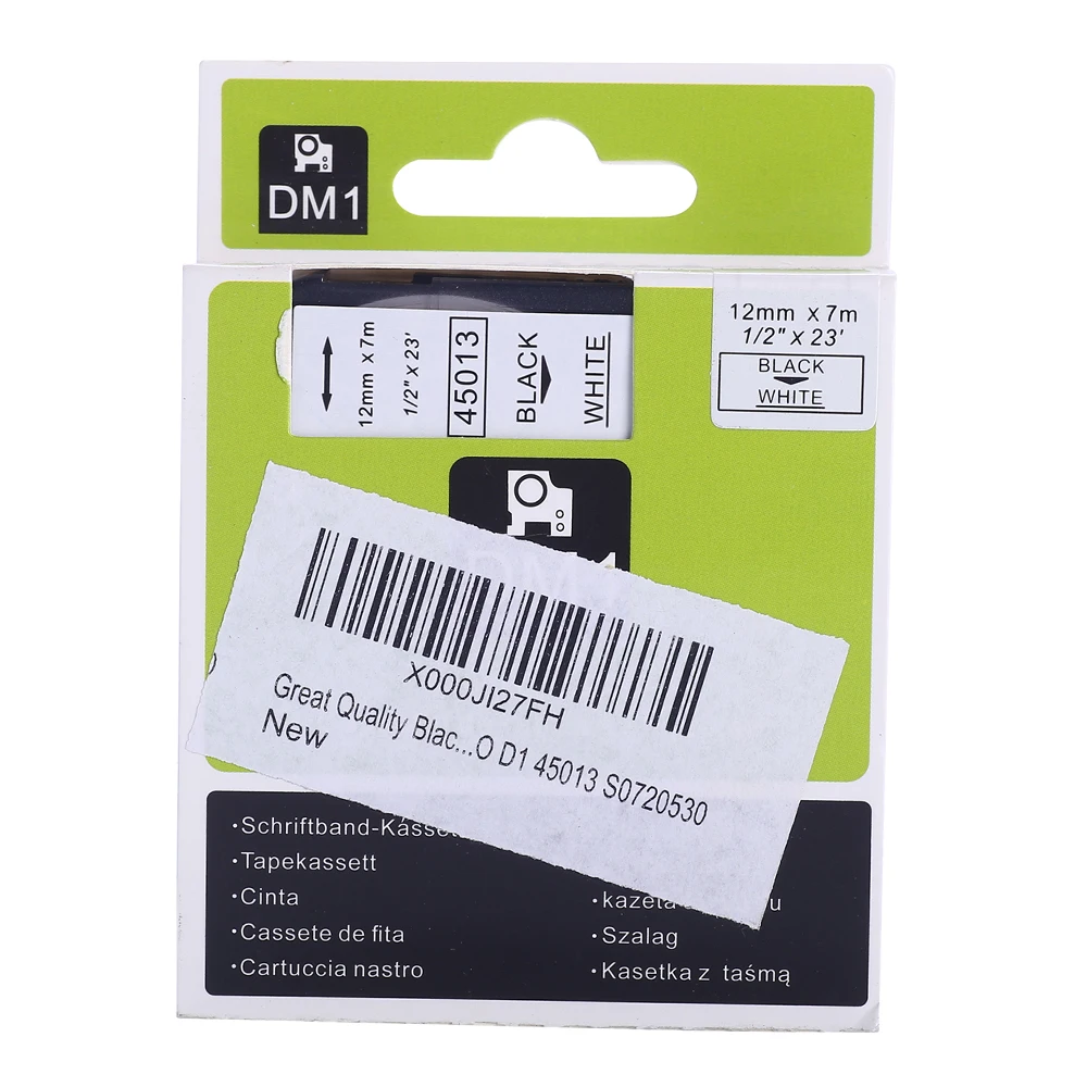 

Great Quality Black on White Label Tape Compatible for DYMO D1 45013 S0720530