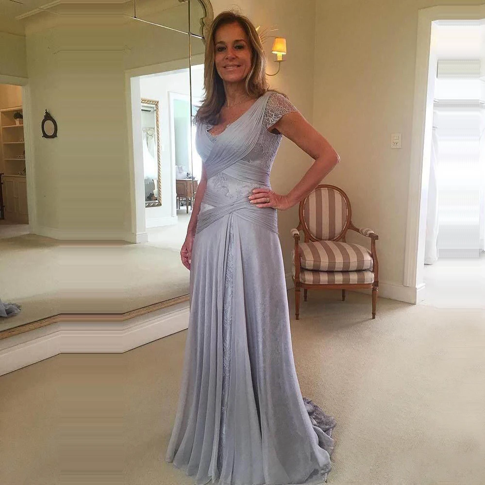 

Элегантное платье с двойным v-образным вырезом для мамы и невесты; платье с рукавами-крылышками; кружевное вечернее платье; vestido de madrinha