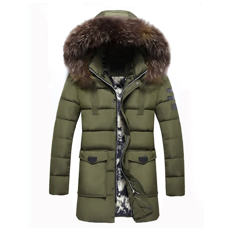 

Long Hooded Fur Collar Thick Warm Parkas men 2017 Casual Outdoors Windproof Outerwear Male Jackets Winter Jacket Men Coat