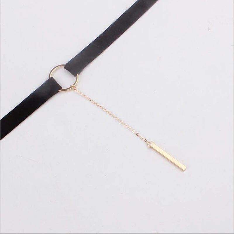 Мода Панк Готический Velvet Choker Ожерелья Длинная Цепь Газа Подвеска Длинное