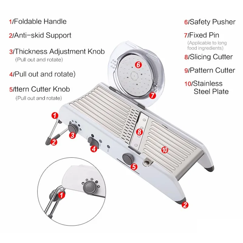 Регулируемая мандолина слайсер профессиональная Терка с 304 лезвиями из