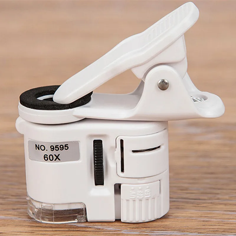 60 раз фото Лупа светодиодный карманный мини микроскоп оценка ювелирных изделий