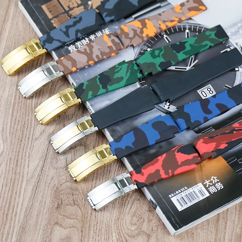 Ремешок для часов Rolex водонепроницаемый силиконовый изогнутый браслет черный