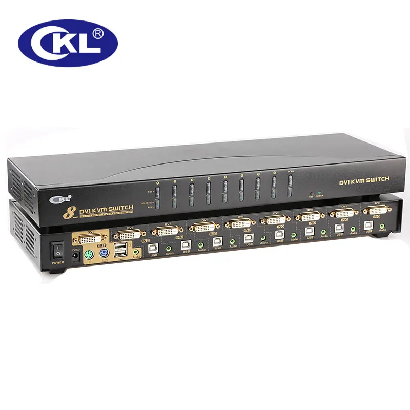 CKL 8 Port USB PS/2 DVI KVM Switch Support Audio Auto Scan PC Monitor Keyboard Mouse DVR NVR Switcher 1080P (CKL-9138D)