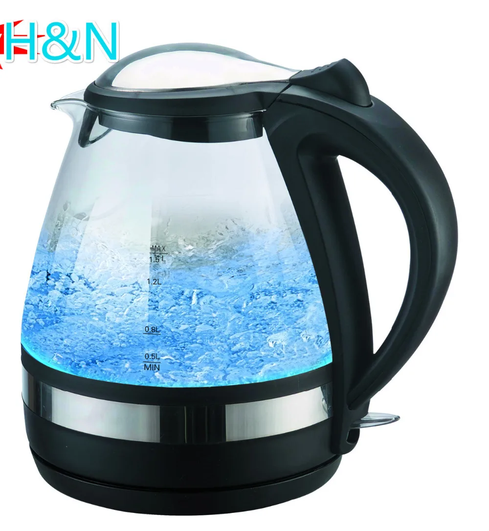 Удивительные синий светодиод Стекло Электрический чайник автоматический