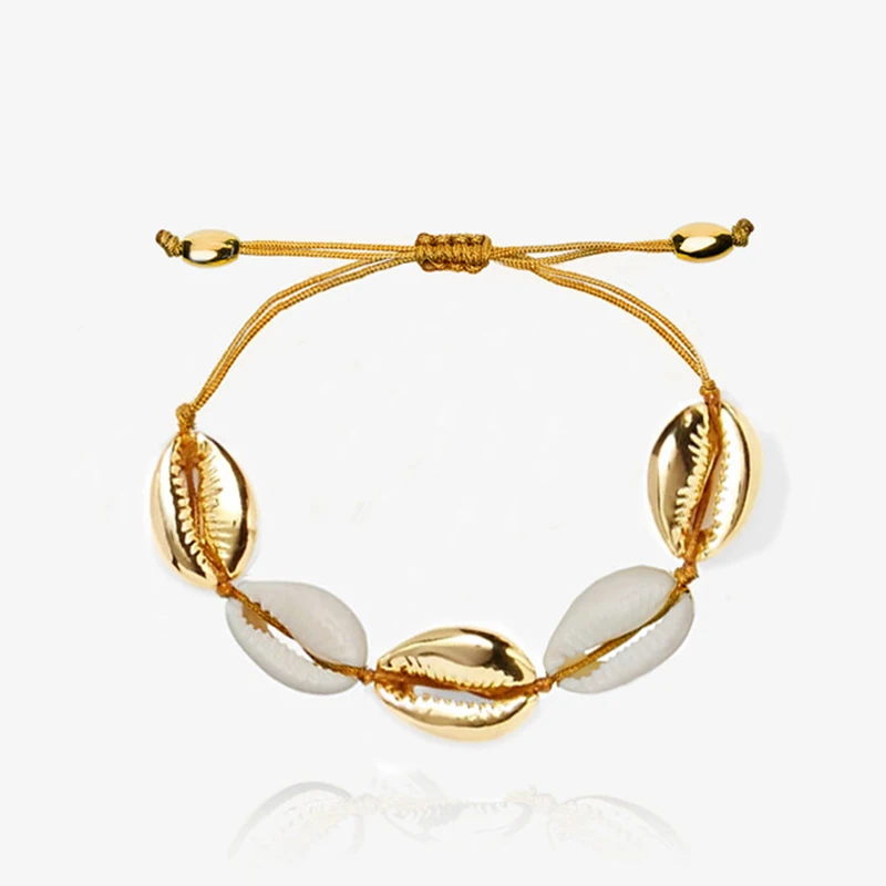 Новое поступление натуральный Пука в виде ракушки золотой браслет раковины