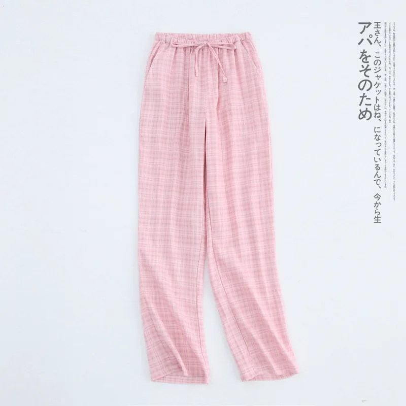Pink grid Новые женские пижамные штаны для мужчин пижама и брюки из хлопка Для женщин Piyamas брюки для отдыха Удобная расслабиться Стиль дышащая Пижама - Цвет: Pink grid