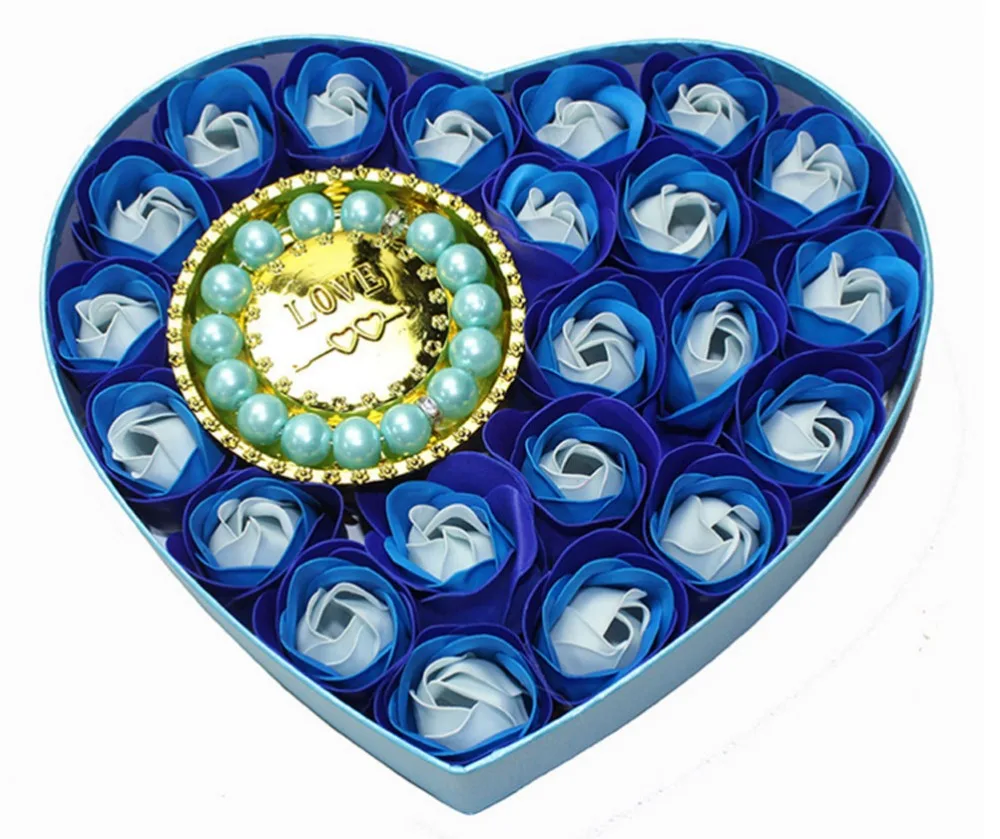 HYSUNG День святого валентина Мыло Розы 20 шт. Красивый Сердце Коробка с Браслет