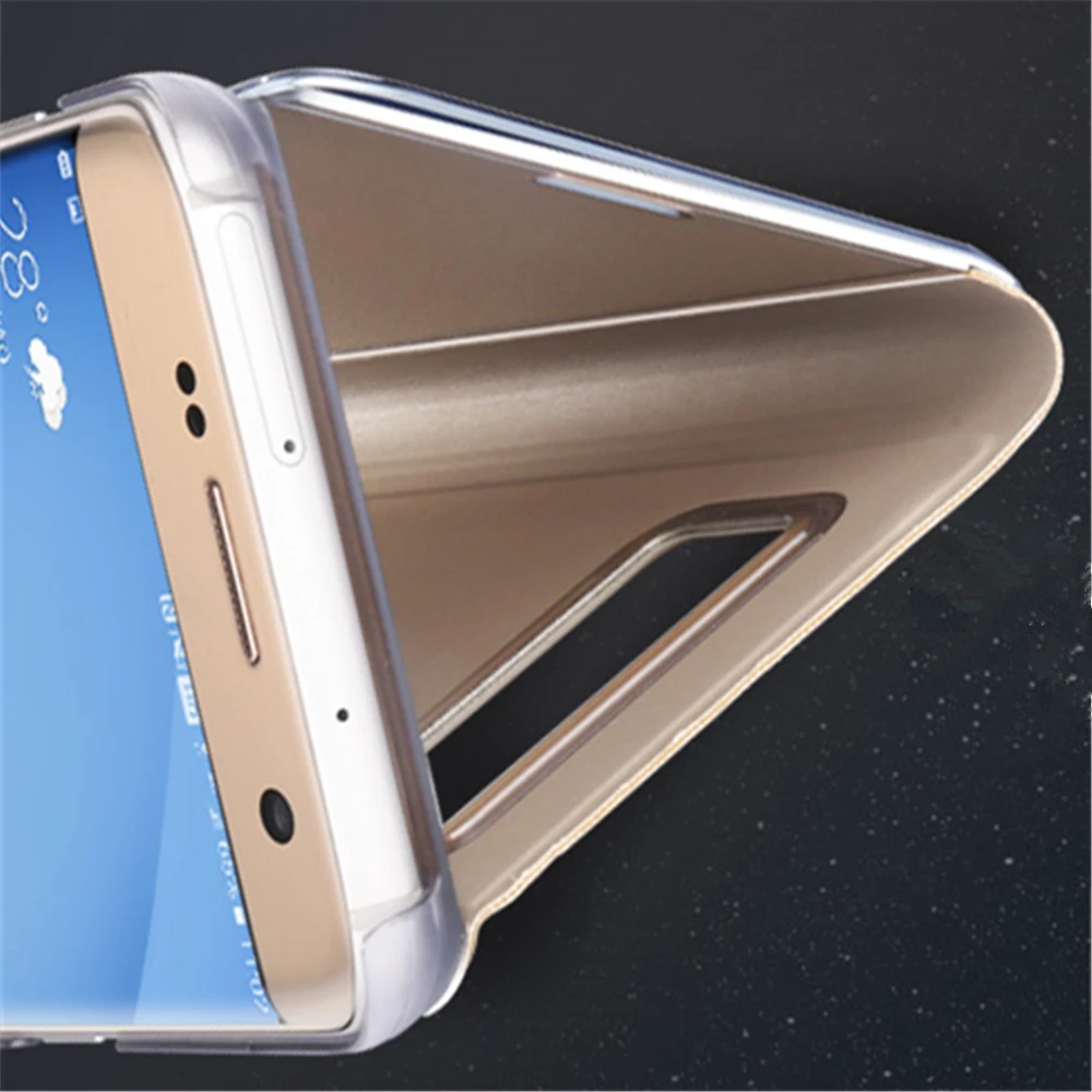 For samsung A5 A7Case Classic Leather Smart Window View Mirror Case galaxy A3 A7 2017 2018 case Flip Phone |