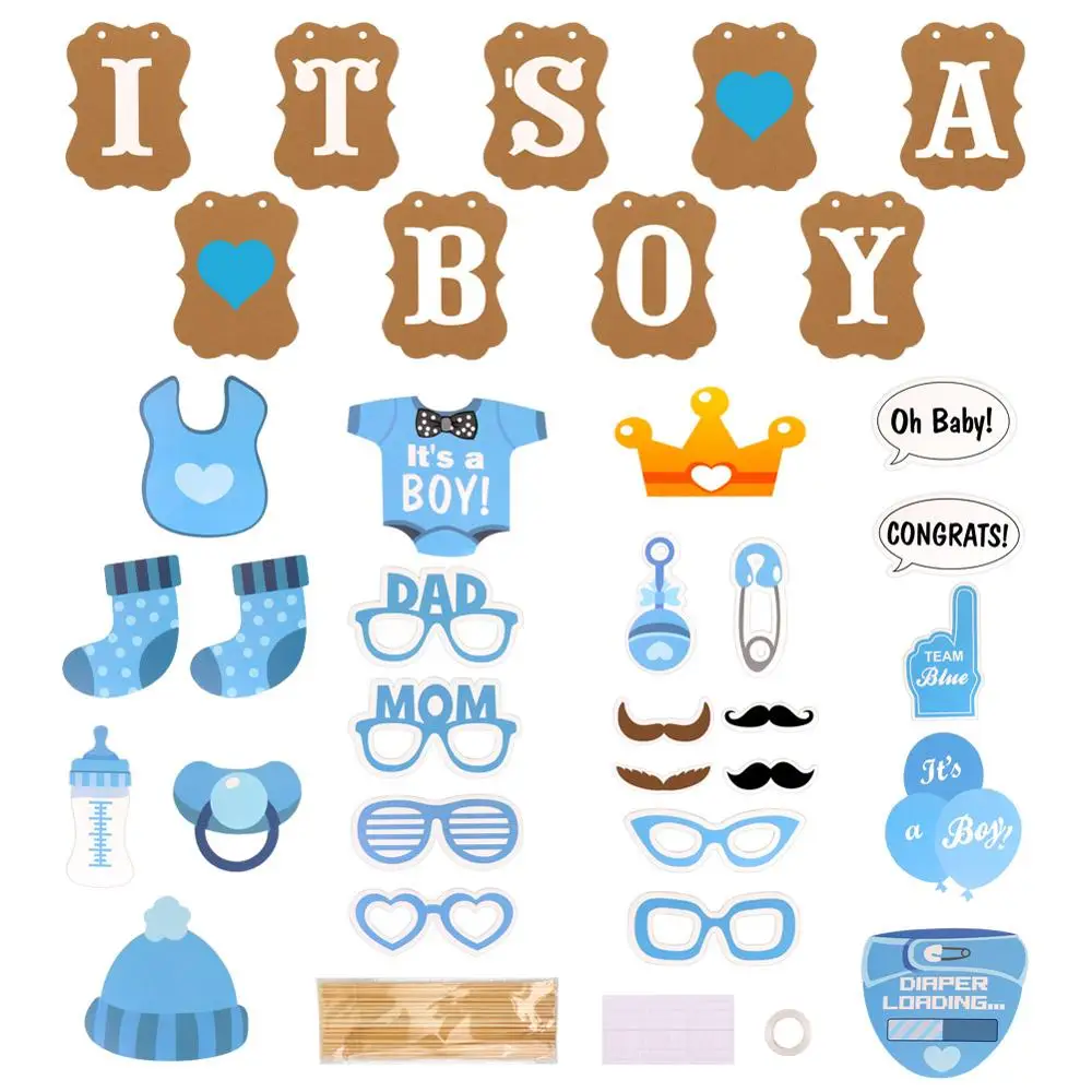 BLU Photo Props OurWarm душа ребенка мальчик украшения для девочек для крещения коробка конфет; реквизит для фотокамер; с капюшоном с изображением воздушных шаров Пол раскрыть детская День рождения подарок - Цвет: BLU Photo Props