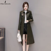 pinkyisblack 2019 fashion long single breasted autumn female leather jacket women winter plus size 5xl faux leather trench coat