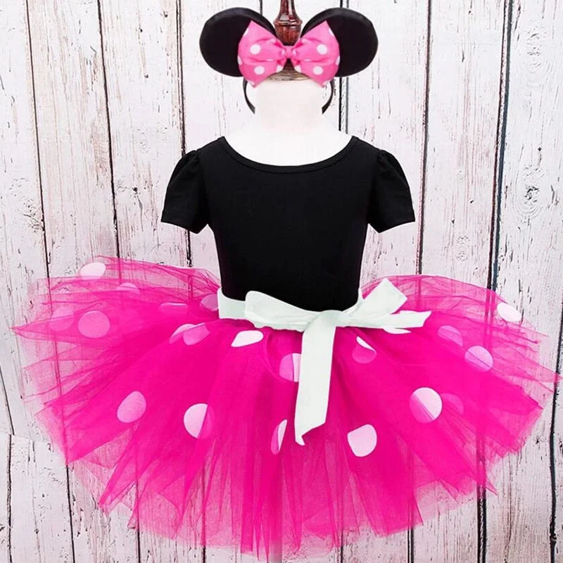 Платье в горошек с мышкой для девочек 1-2 лет | Мать и ребенок