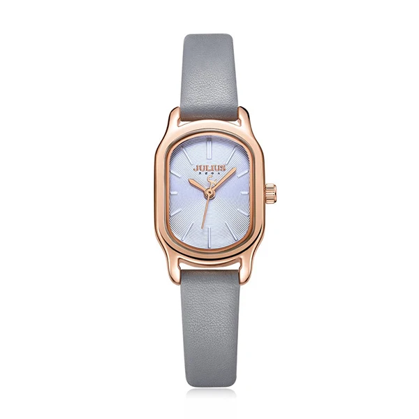 gray leather watch Julius Леди Ретро квадратные кожаные женские часы повседневное маленький циферблат кварцевые наручные часы Женское платье Montre Femme часы подарки - Цвет: gray leather watch