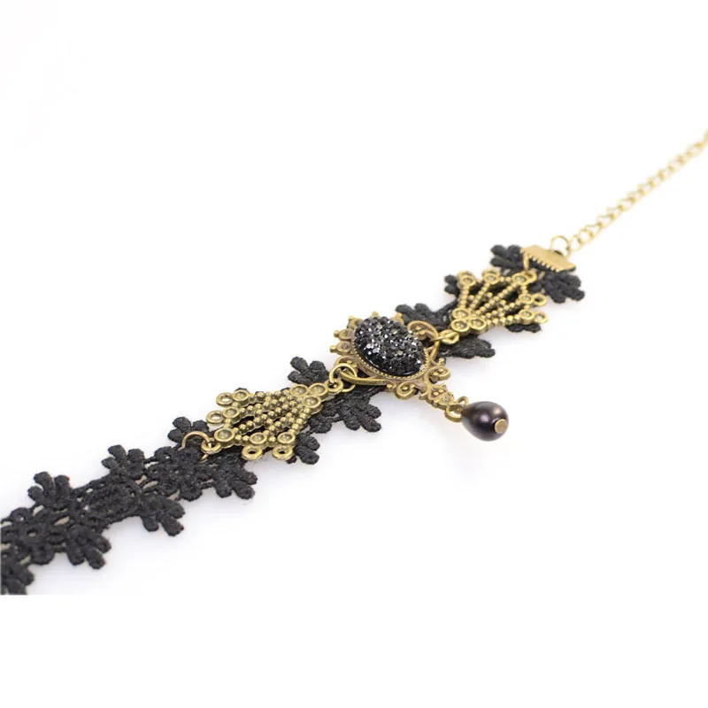 Модные готические черные кружевные ножные браслеты для женщин пляжные