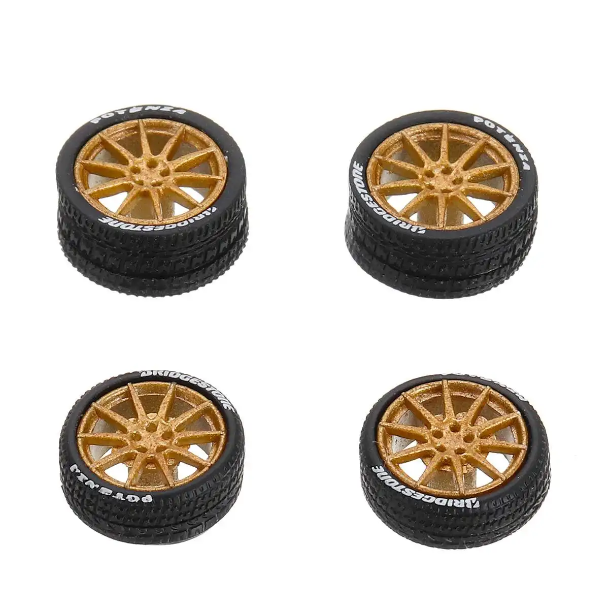 A Copper 1: 64 автомобильные колеса, модифицированные автомобильные Литые резиновые колеса для 1/64 автомобилей, подходящие для некоторых автомобилей, 4 колеса, один комплект - Цвет: A Copper