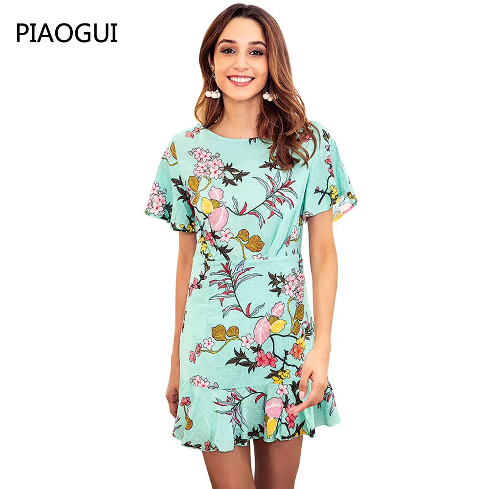 Женское платье с короткими рукавами для девочек подростков мини платья оборками