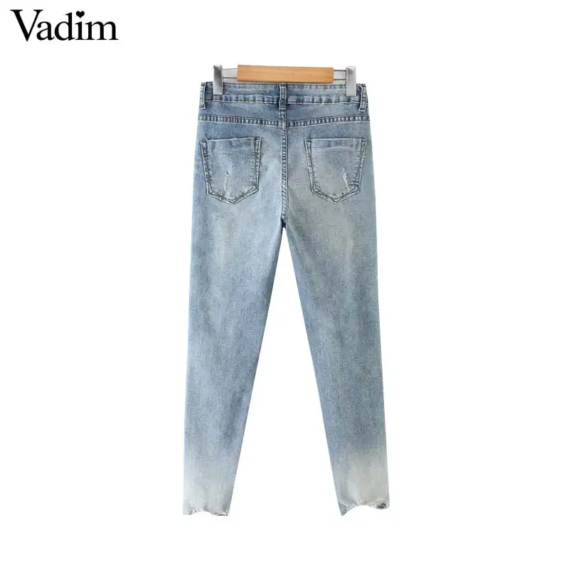 Vadim для женщин отверстия бахрома кисточки джинсы карманов ботильоны длина брюки