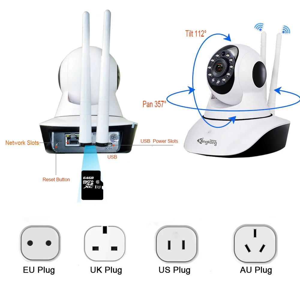 Kingkonghome Wi Fi камера 1080 P IP Беспроводная ip безопасность умная PTZ видеонаблюдения s