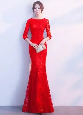 red DongCMY Длинные Формальные рукава вечерние платья бургундского цвета Vestido размера плюс вечерние платья - Цвет: red