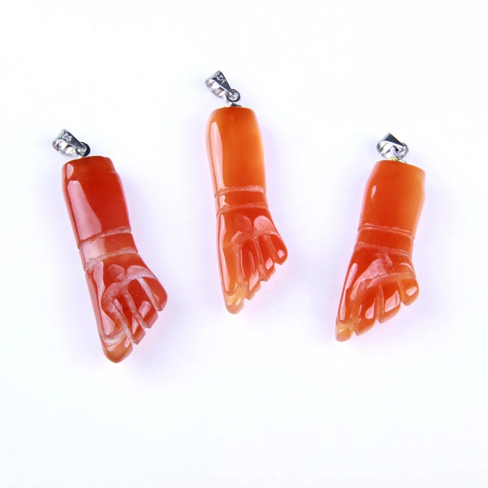 Tumbled 1," Carnelian Hand Carvd камень большой палец вверх Подвеска" Кулак "Кристалл Рейки заживление Diy аксессуары для изготовления украшений