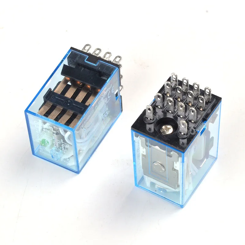 1 комплект MY4NJ DC12V AC12V DC24V AC24V катушка 4NO 4NC реле din-рейка 14 Pin с базой Мини реле микро электромагнитное реле