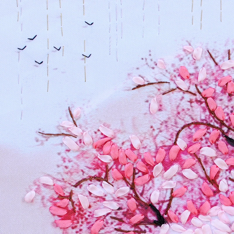 Лента вышивка& DIY Рисование на холсте, живописные и пейзаж, весна, рукоделие вышивки крестом Наборы домашний декор C-0092