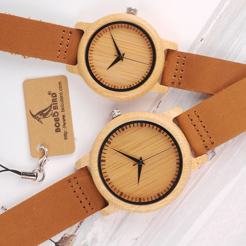 Женские кварцевые часы с бамбуковым ремешком и кожаным ремешком|watch for|watch for